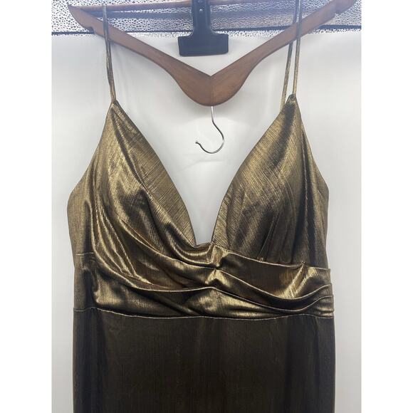 Leena for Mac Duggal Women's Gold Long Sleeve Sequined Gown/Dress Size 16 - Picture 2 of 16